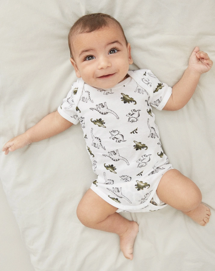 Kurzarm-Body NBFBODY – DINO 3er-Pack in green/weiß