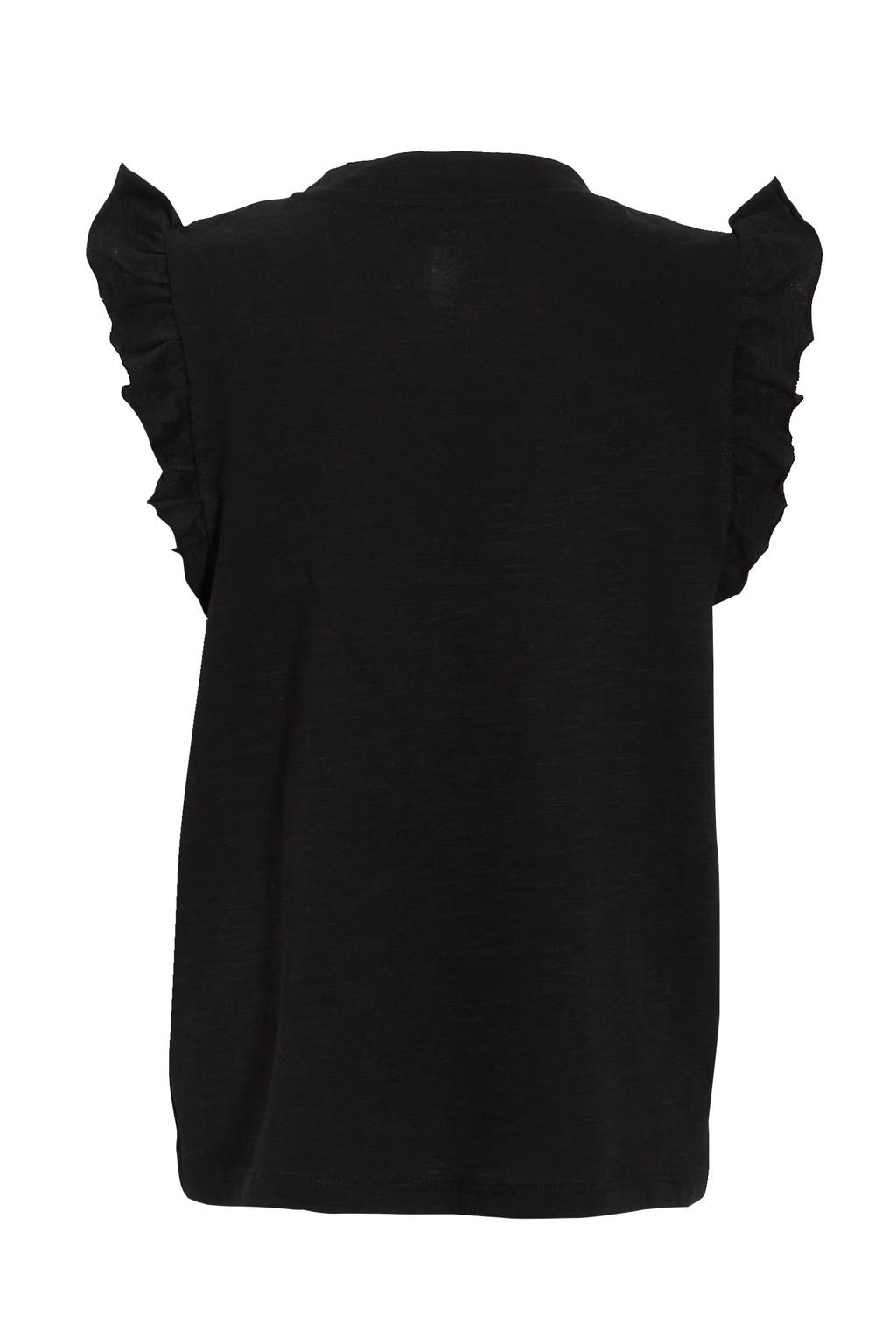anytime T-shirt met ruffle zwart