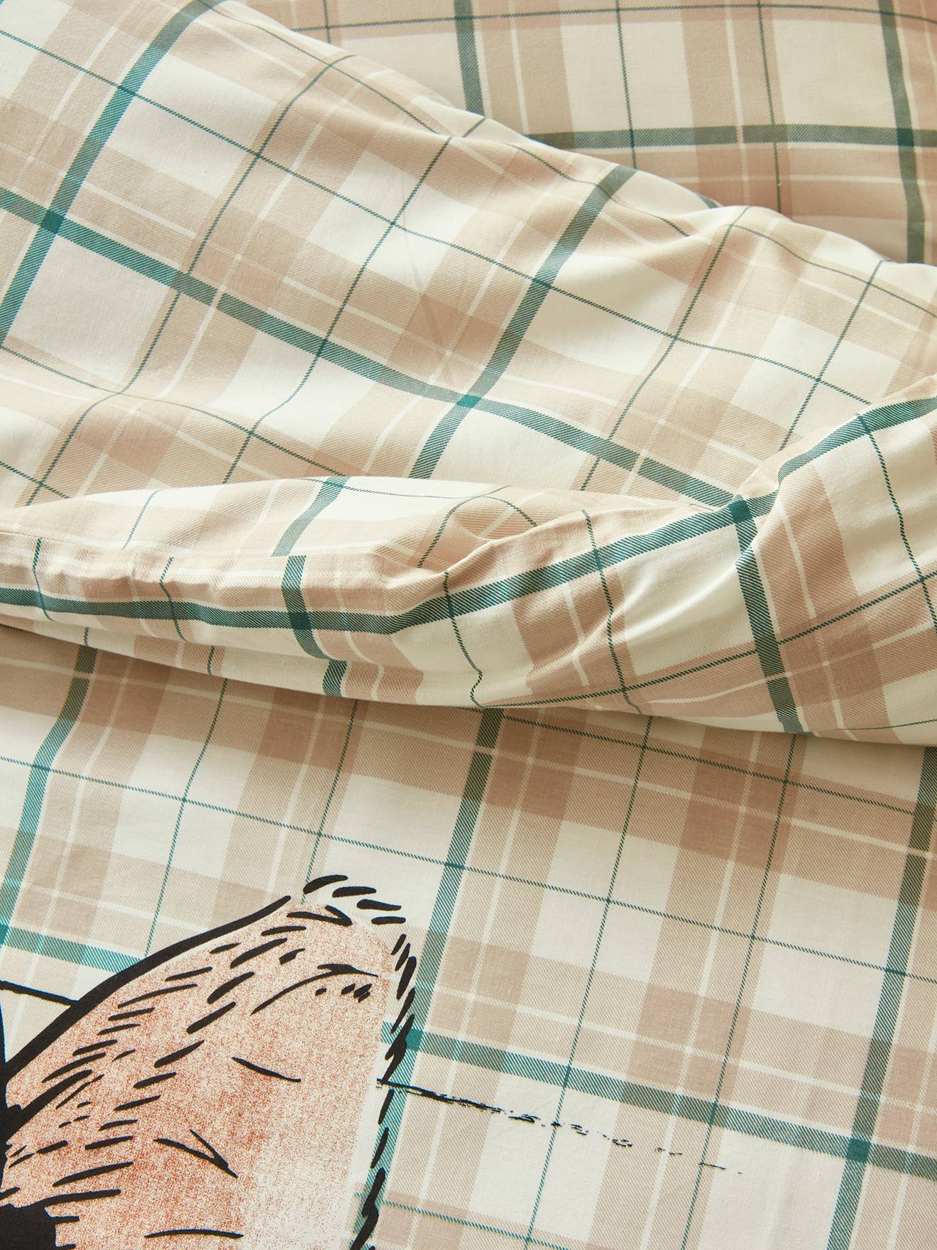 Conjunto de capa de edredom e fronha infantil DANDY FOX, bege médio liso com estampas.