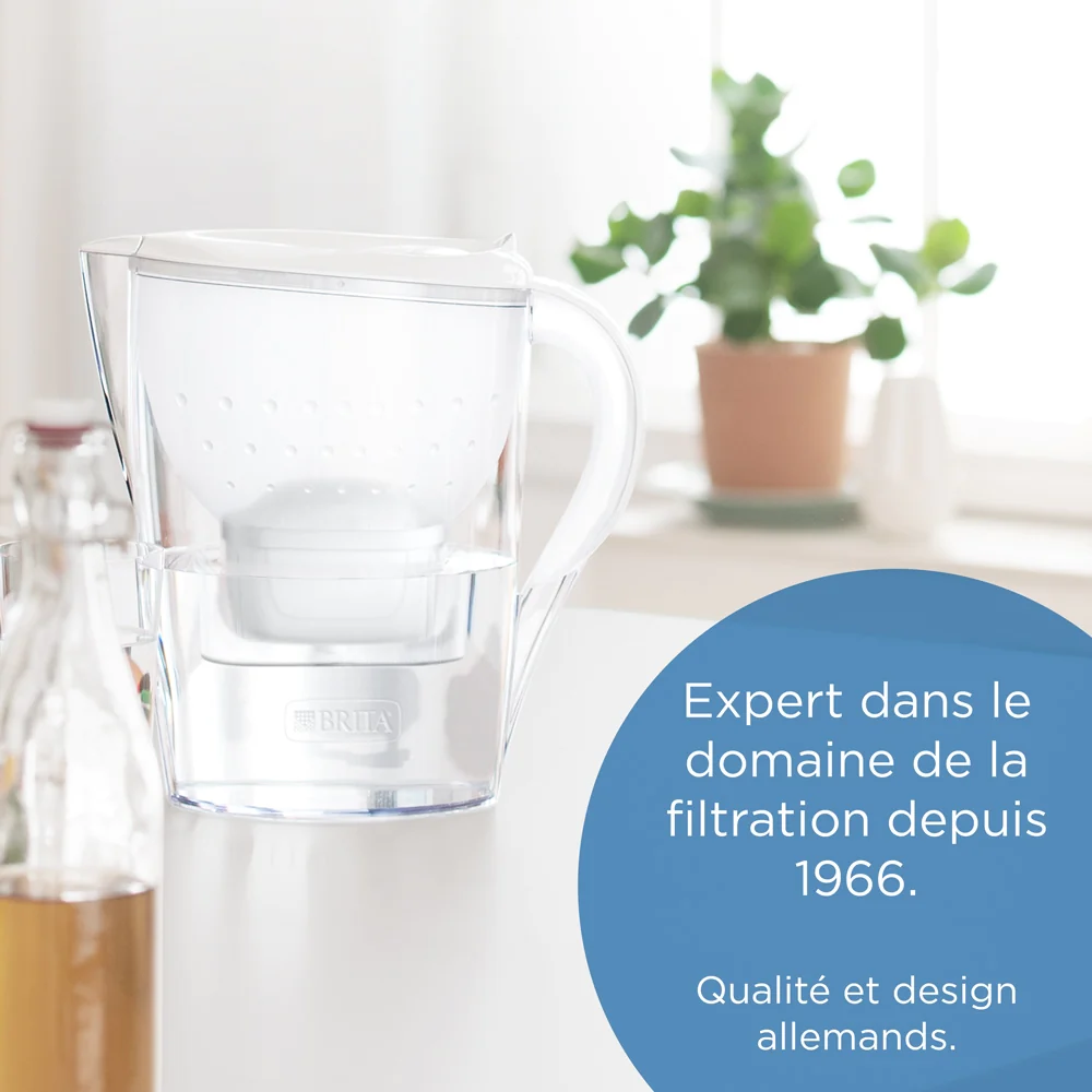 Carafe filtrante Marella XL blanche 3,5L dont 2,2L d'eau flitrée avec