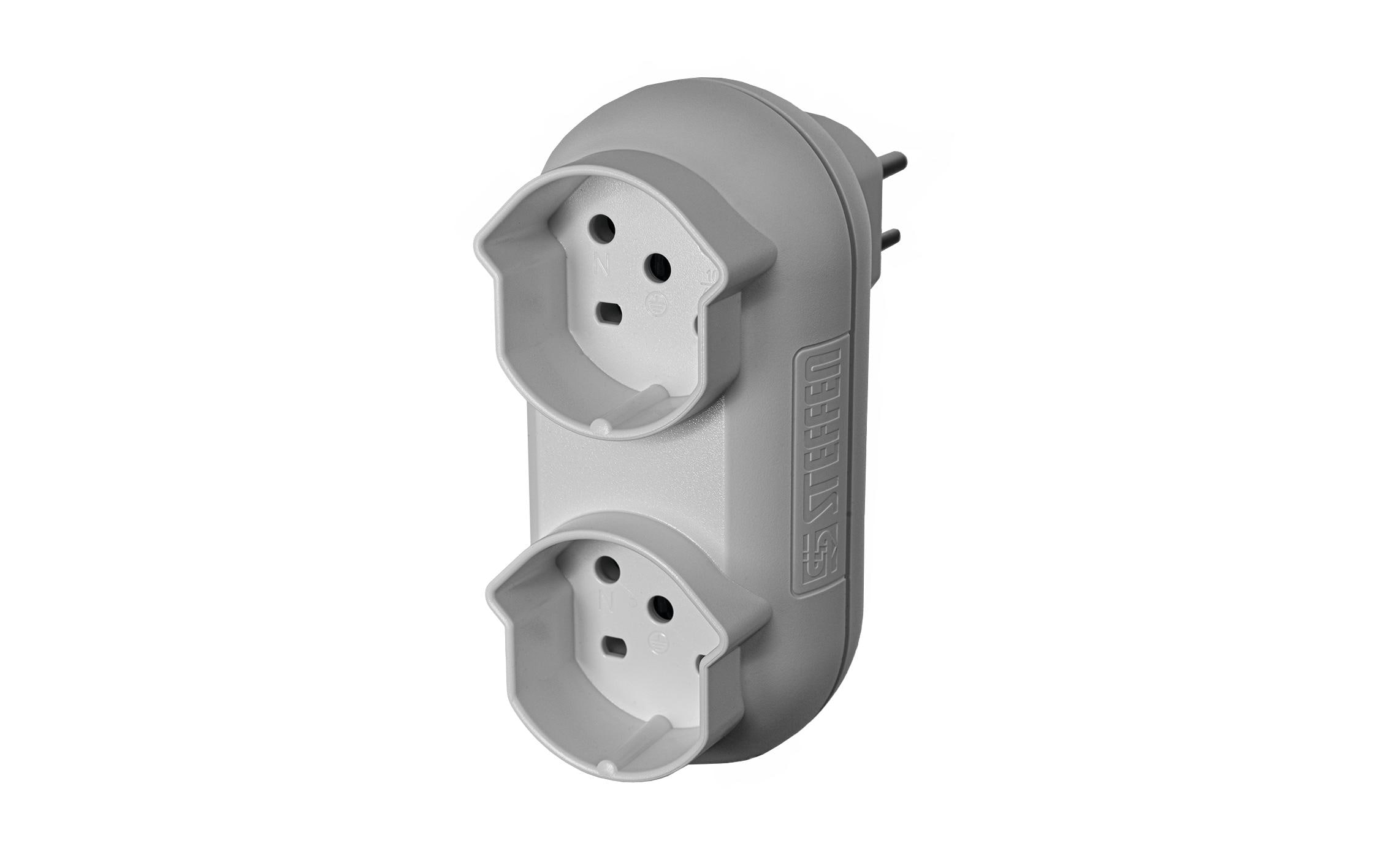 Mehrfachstecker Strong 2x T15, WeissMehrfachadapter mit zwei T15 Steckdosen in Farbe Weiss, 400 V/10 A