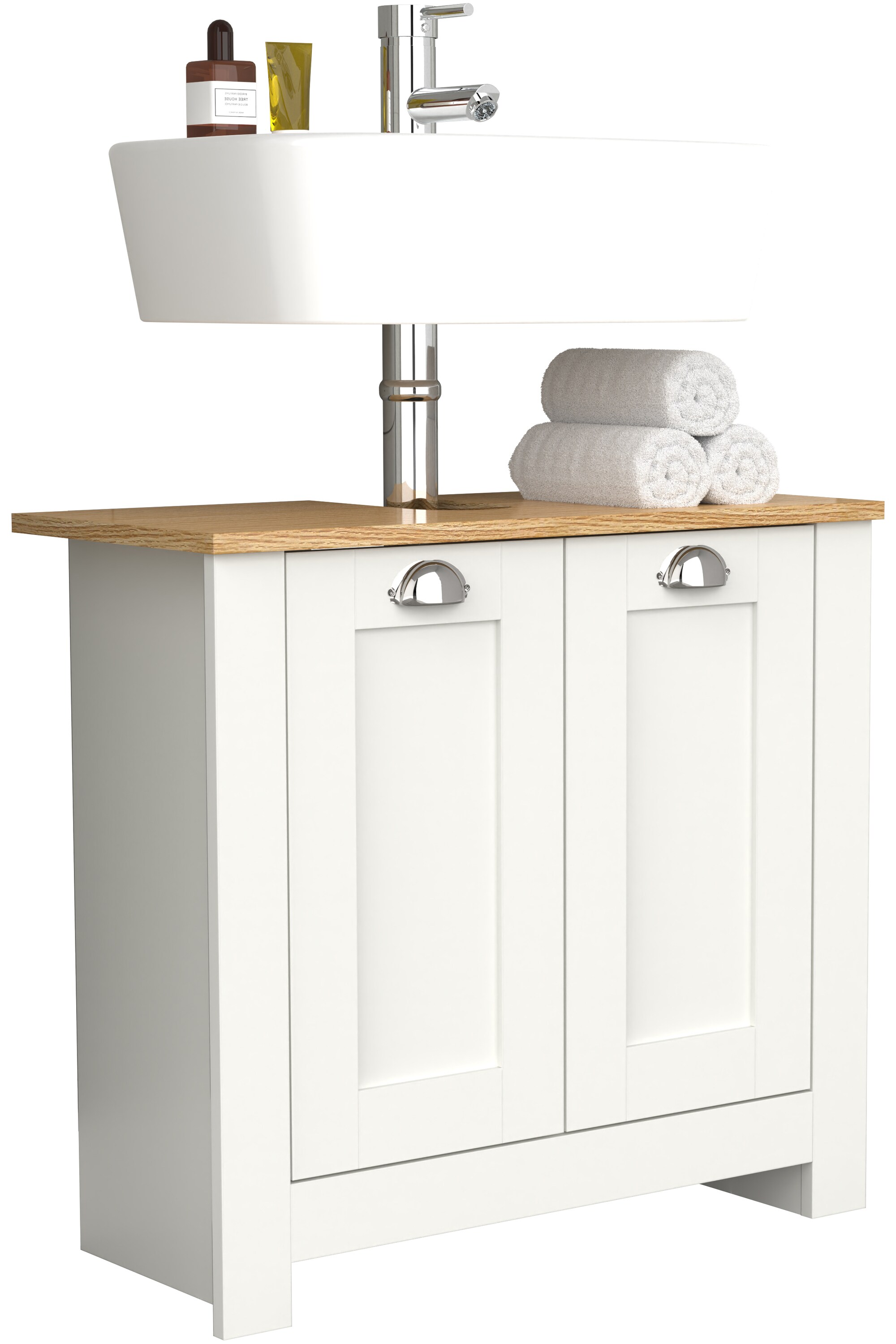 VCM Badmöbel Badunterschrank Waschbeckenunterschrank Badezimmer Drehtüren Balusa M