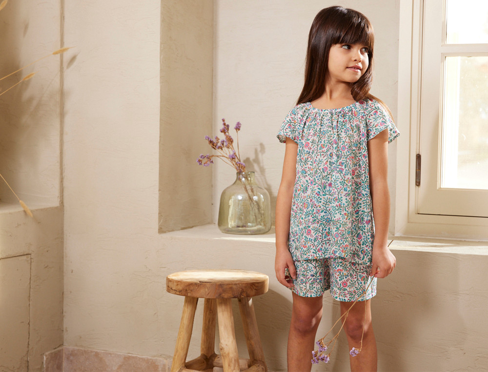 Pyjama short enfant-Fleurs de paradis