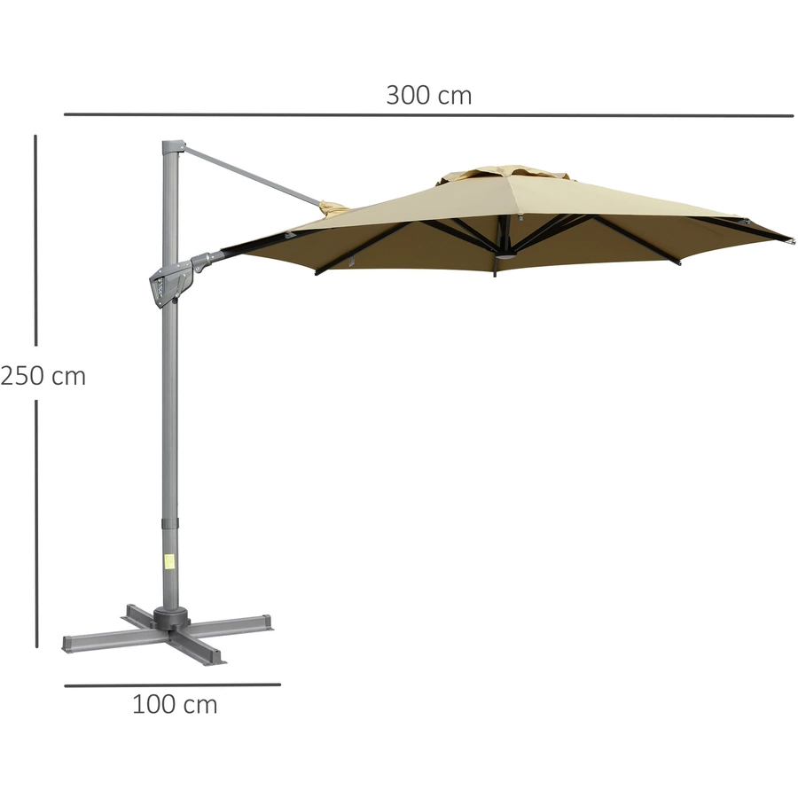 Outsunny Sonnenschirm mit verstellbarem Neigungssystem braun