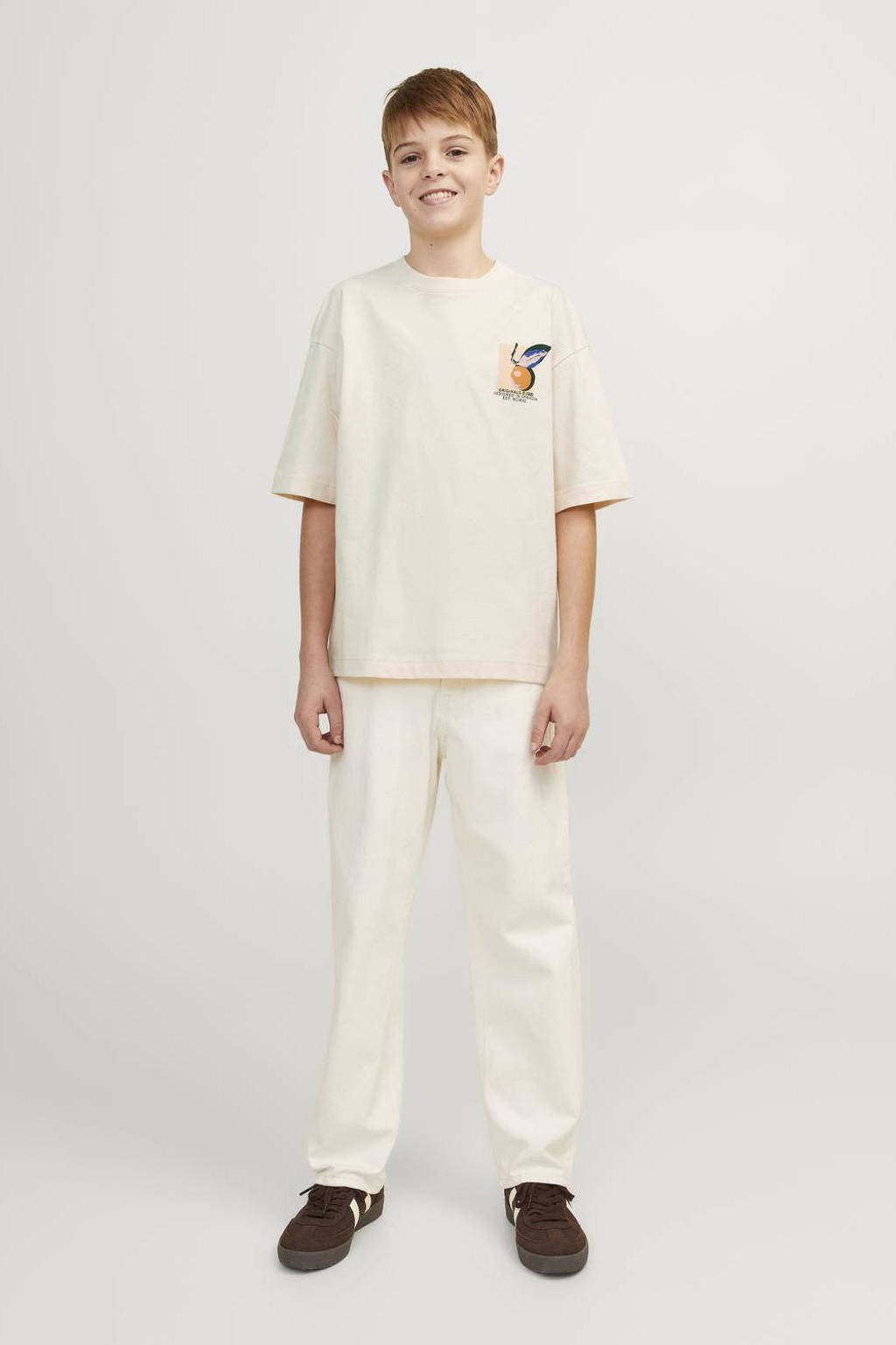 JACK & JONES T-shirt JORTAMPA met backprint ecru