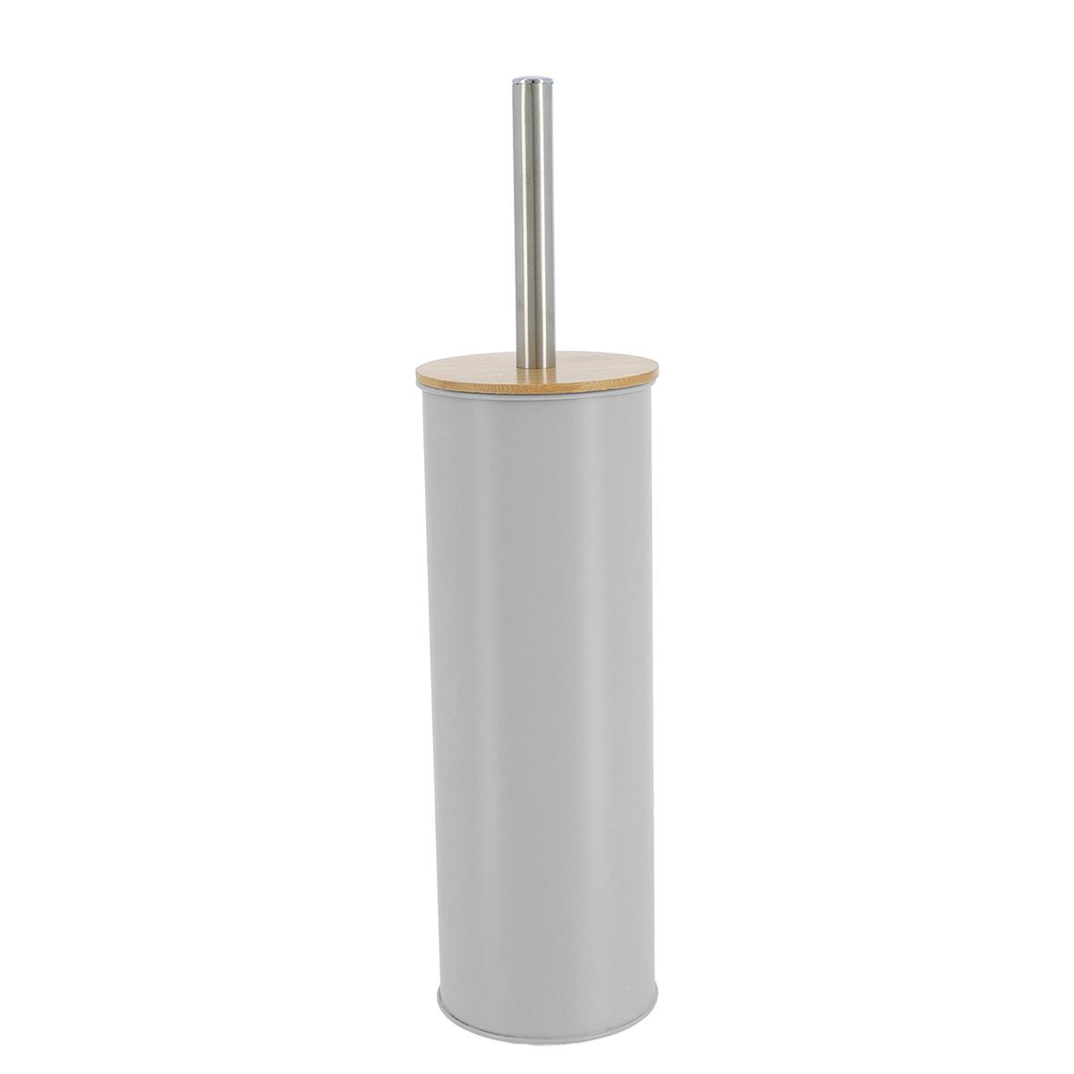 BROSSE WC METAL COUVERCLE BAMBOU GRIS CLAIR