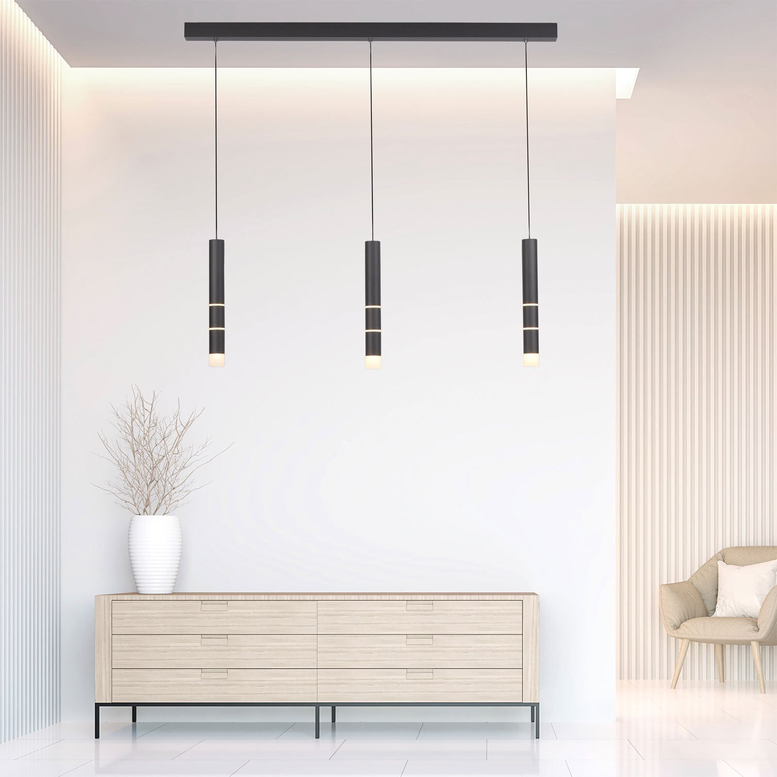 Paul Neuhaus LED Balkenpendel PURE-VEGA 120 cm schwarz