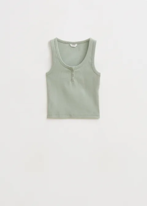 Geribde singlet met knopen groen (GRN.M)