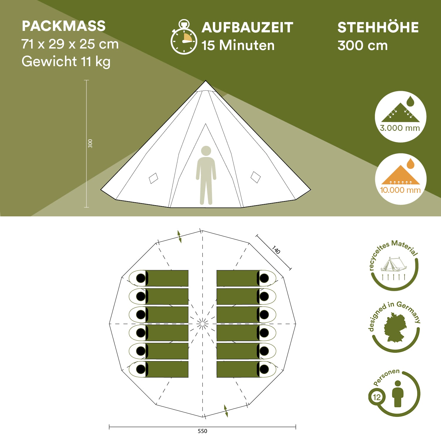 Skandika Tipi Kota 550 Groepstent - Beige