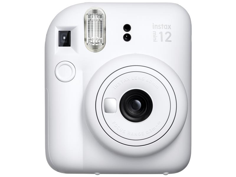 Fujifilm Fotokamera Instax Mini 12 Weiss Sofortbildkamera mit Blitz und Selfie-Modus