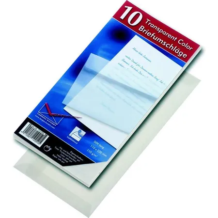 MAILmedia Briefumschläge ohne Fenster, DIN lang, haftklebend, 110gm², transparent weiß, 100 Stück