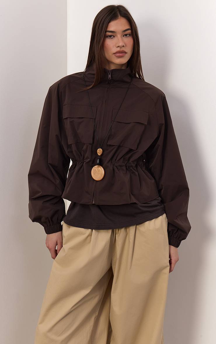Veste De Pluie Chocolat À Taille Cintrée Avec Poches