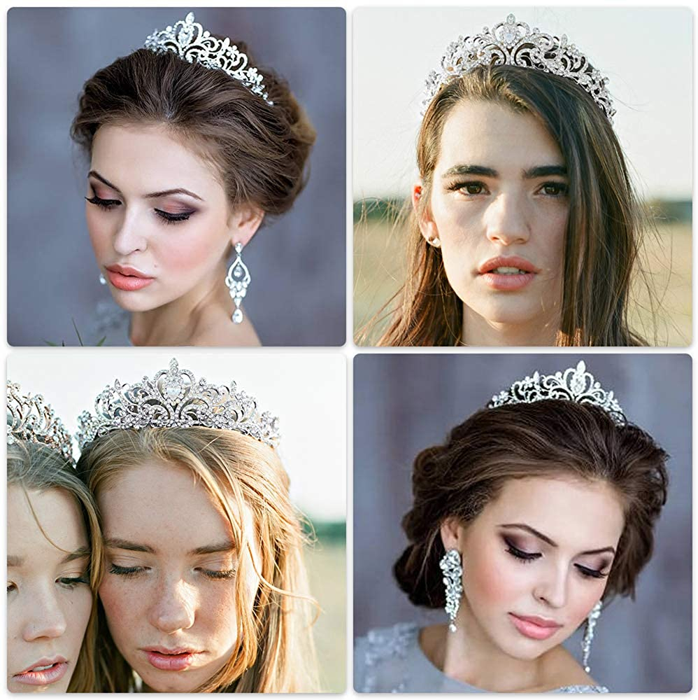 Frisur Haarschmuck Krone Strass Tiara Braut Diadem Kopfschmuck - Silber / Style 1