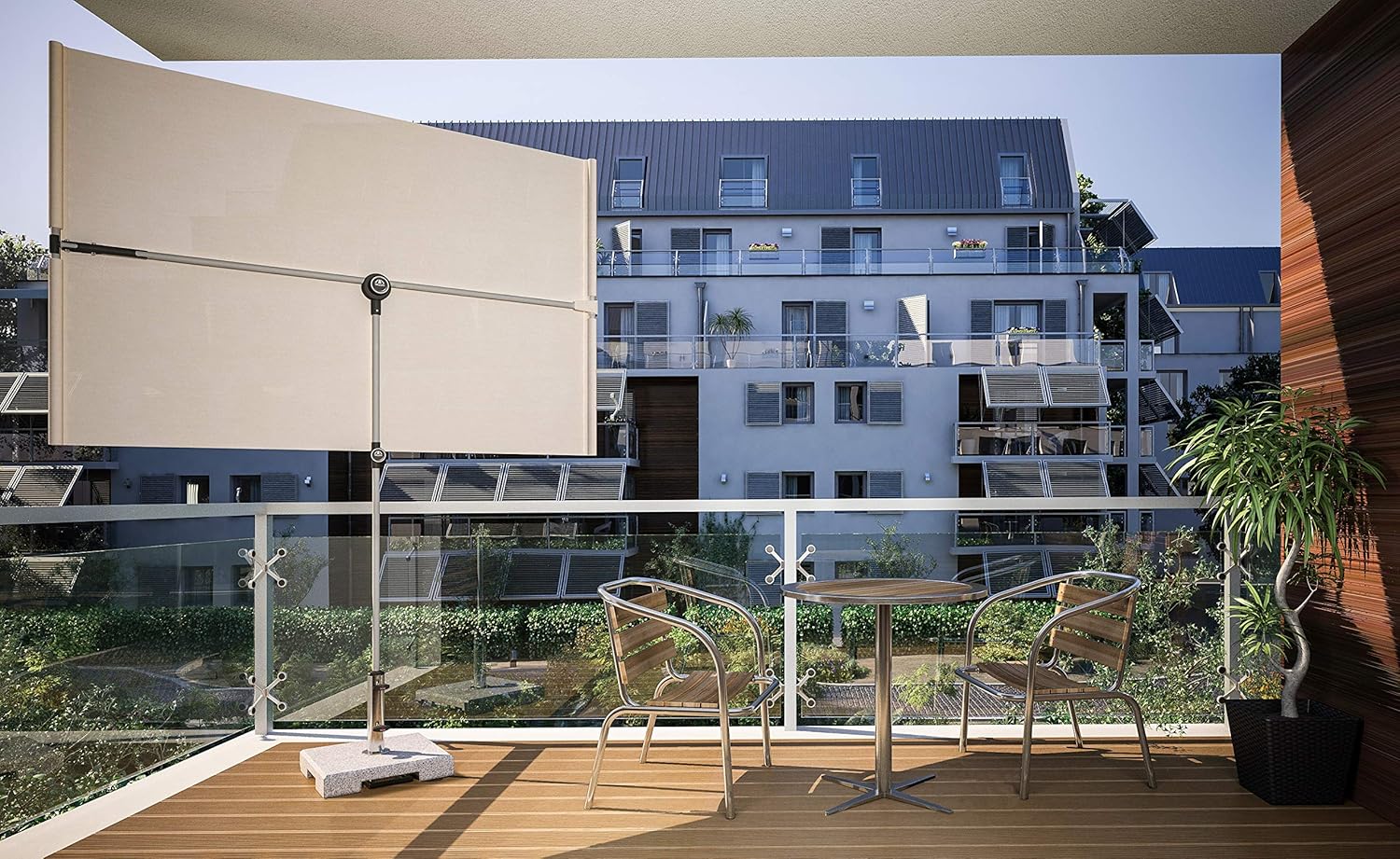 Doppler Active Balkonblende – Rechteckiger Sonnenschirm ideal für den Balkon –Plus Sichtschutz – 180x130 cm
