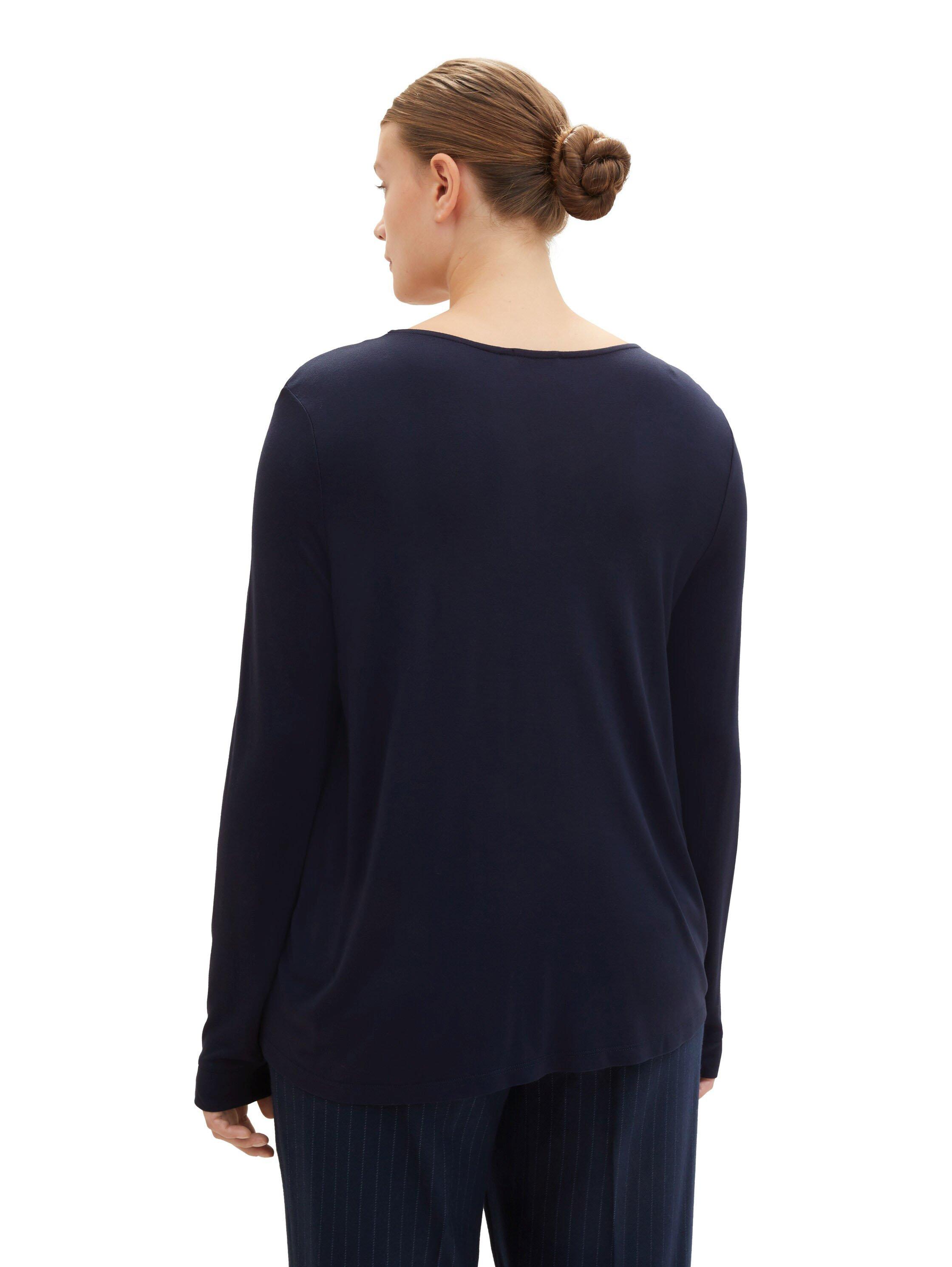 Langarmshirt mit Zipper am V-Ausschnitt