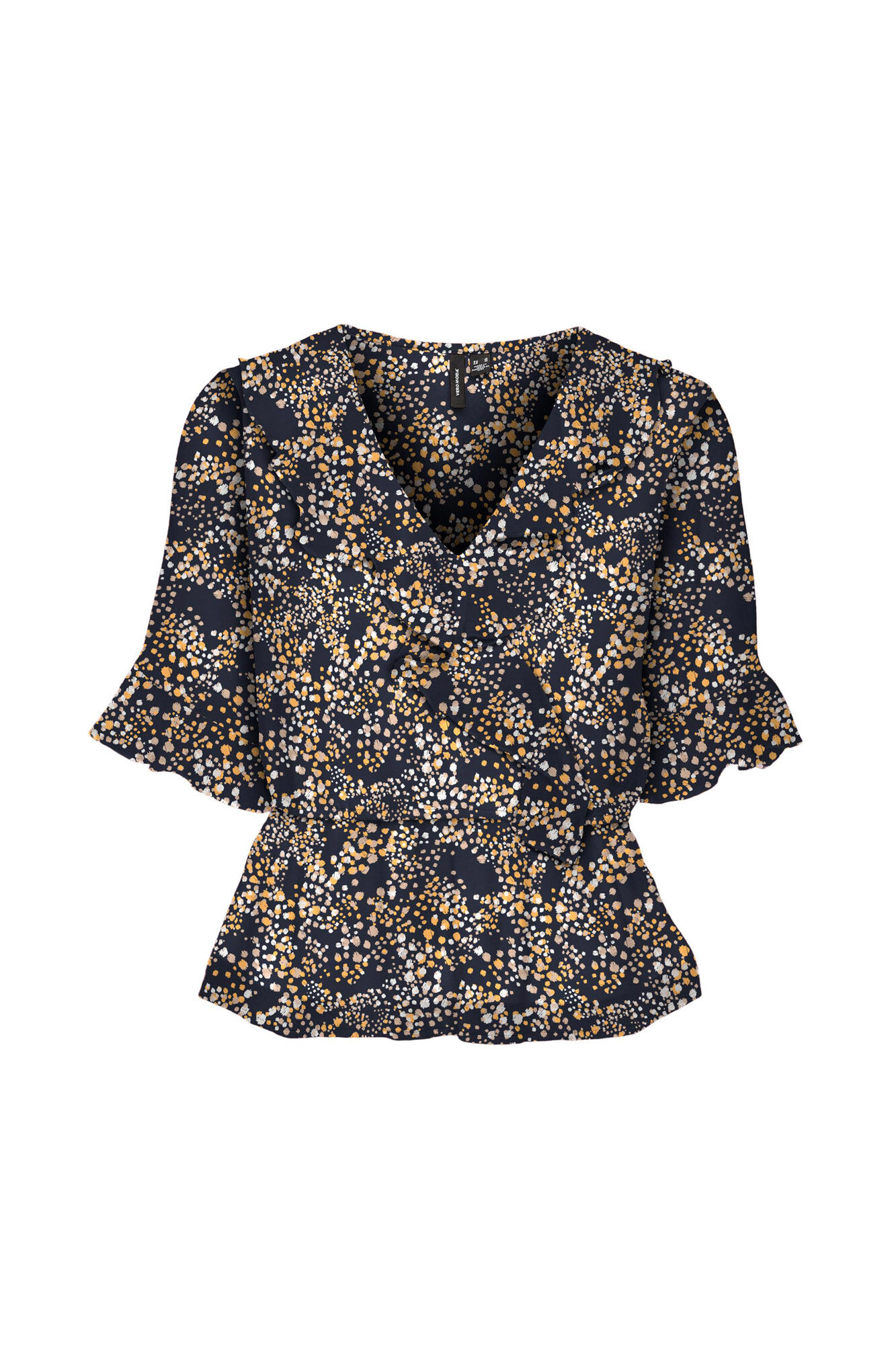 Blusa de manga 2/4 tamanho Plus - Azul Marinho