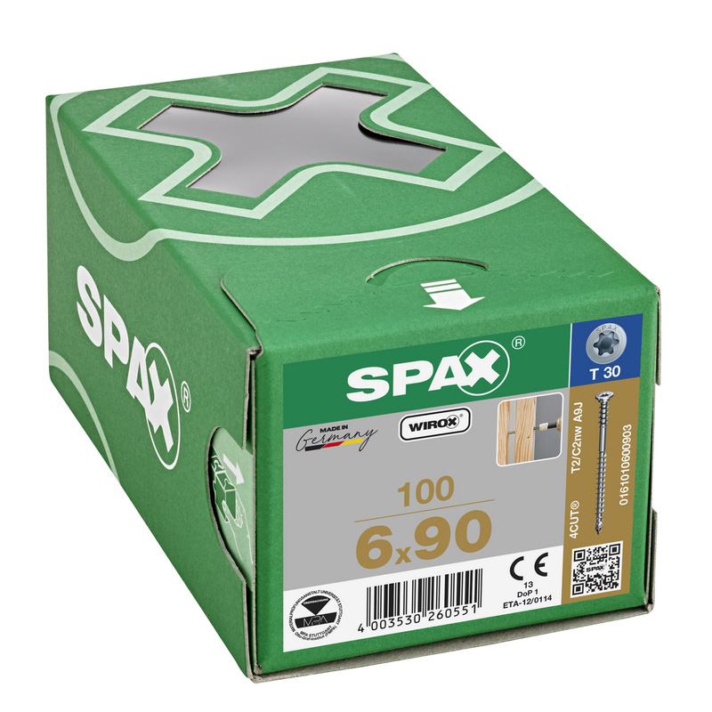 Spax stelschroeven platkop deeldraad 6x90mm TX30