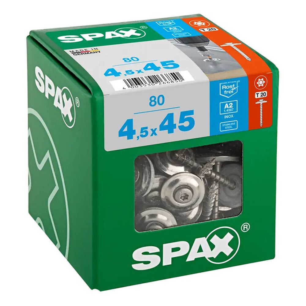 PLATELAGERSKRUE SPAX T-STAR T20 GALVANISERT 4,5X45MM 80STK