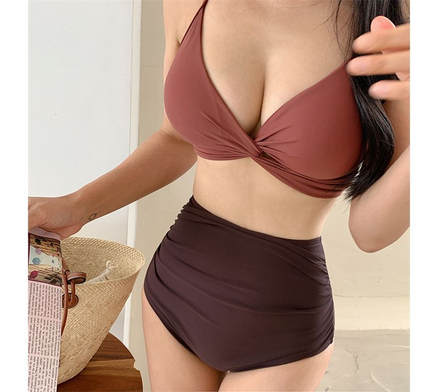 MALILA - Set: Effen bikinitop + broekje met hoge taille