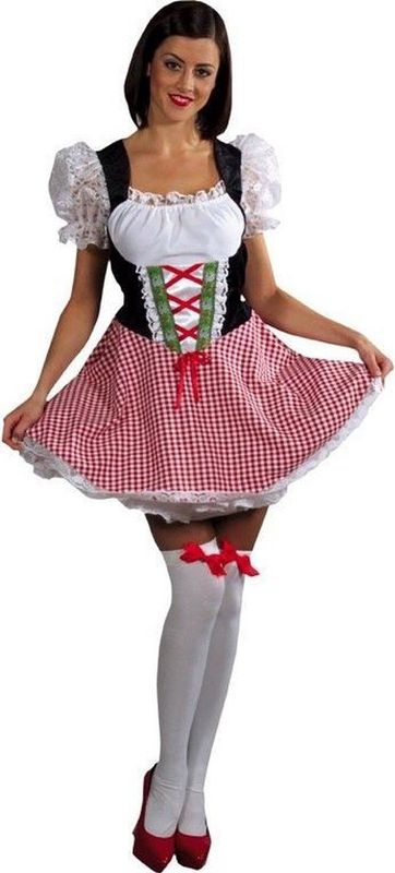 Dirndl - Rood Zwart Groen - Katoen - Pofmouwtjes