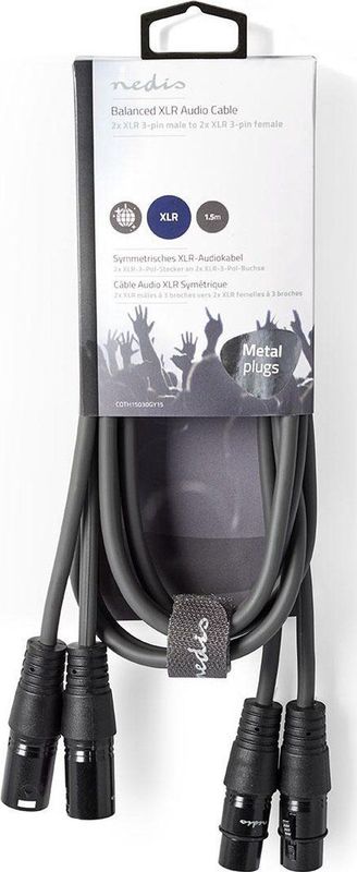 Nedis - XLR Audiokabel - 2x XLR (m) - 2x XLR (v) - 1,5 Meter