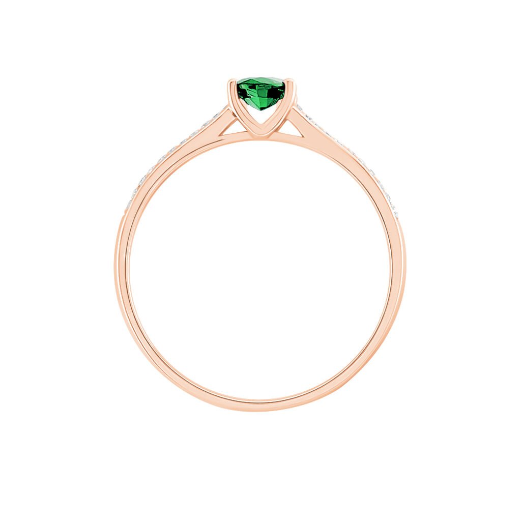Bague Crista Or Rose Emeraude Et Diamant