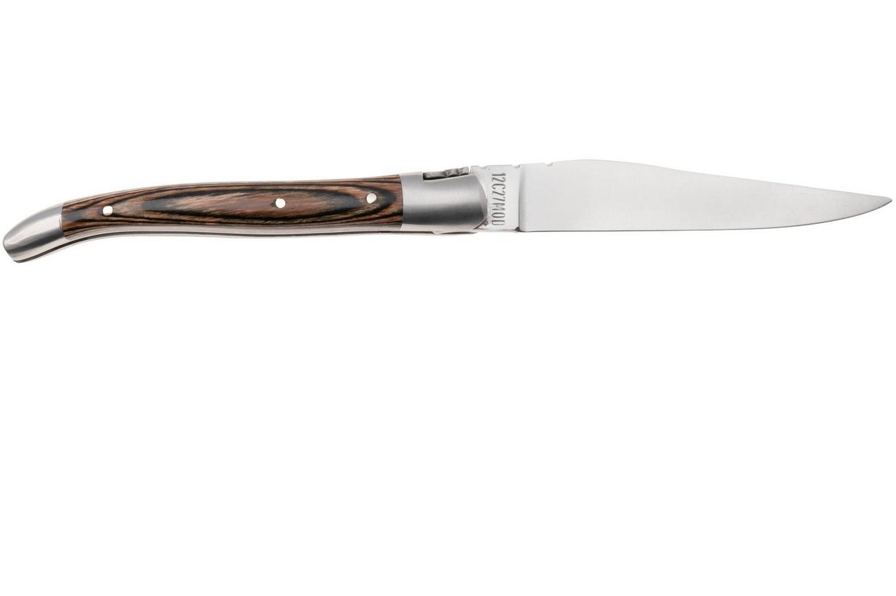 Laguiole en Aubrac Brown Pakkawood, Matt Bolsters, zakmes, 10 cm