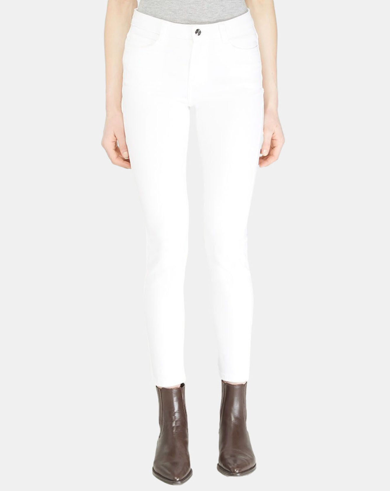 Galeries Lafayette Jean Slim en Toile de coton Ella blanc