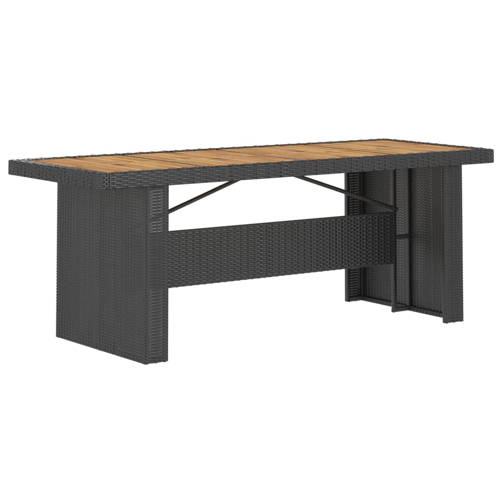 Mobilier à dîner jardin 9 pièces avec coussins résine tressée noir