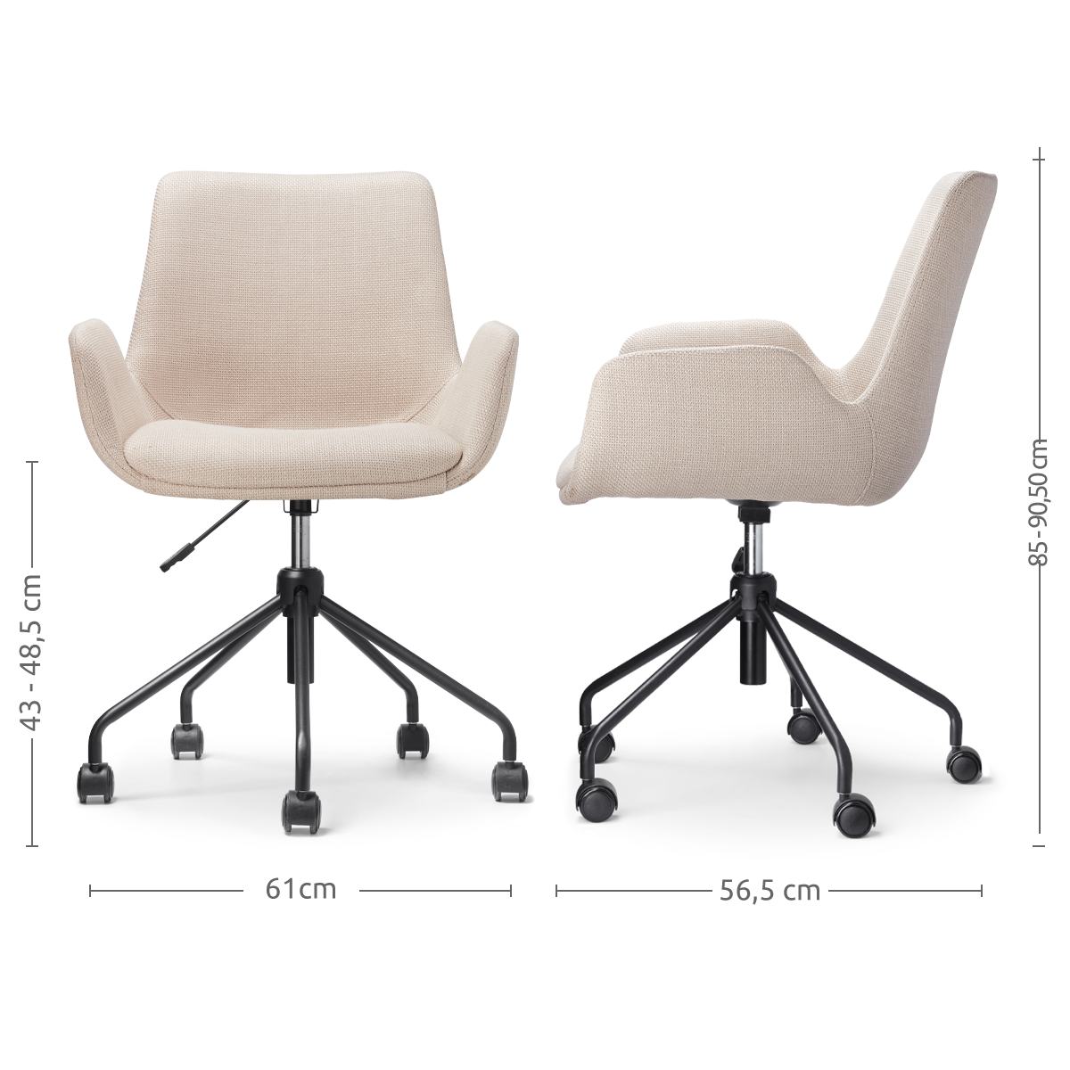Nolon Nout-Eef Bureaustoelen Set van 2 - Beige - Zwart