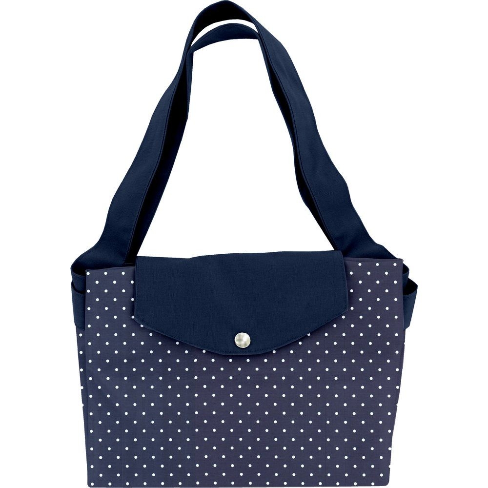 Grand Sac Cabas En Tissu Pois Marine