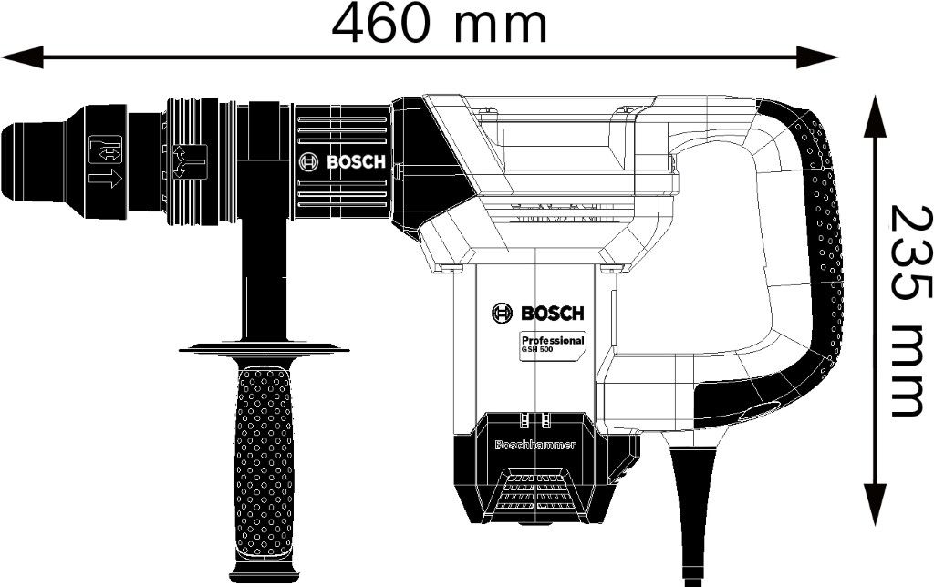 Bosch GSH 500 230V SDS-Max Breekhamer in koffer 1100W - 7,5J  - 0611338700