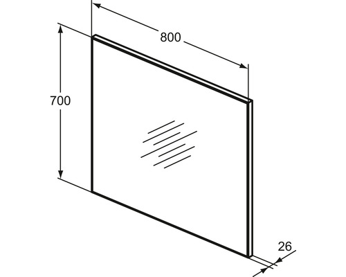 Ideal Standard Mirror&Light omlijste spiegel 80x70 cm aluminiumkleurig
