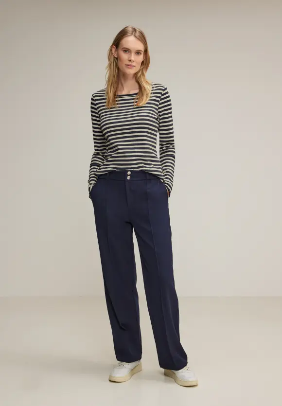 Gestreiftes Rippshirt - deep blue