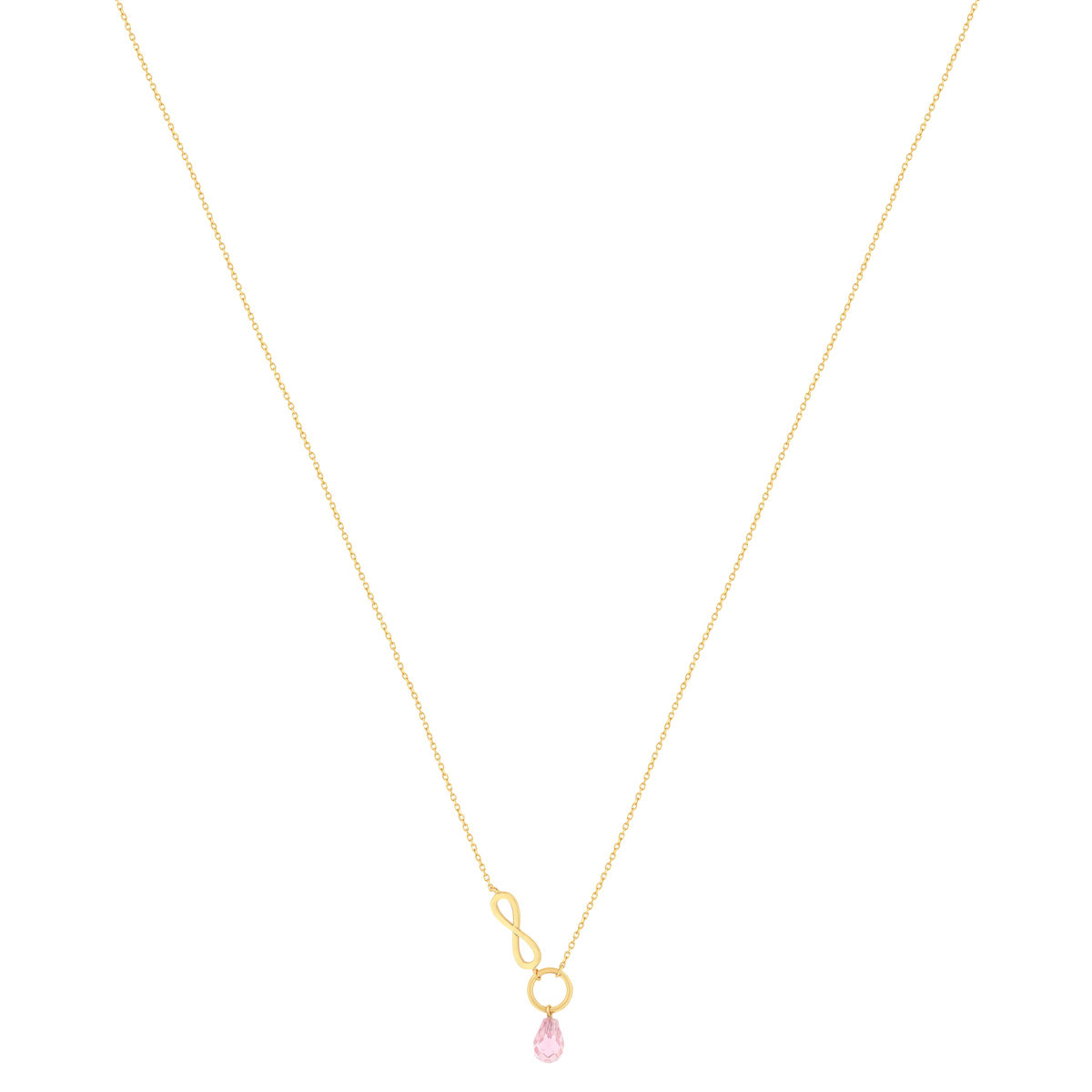 Collier or 375 jaune infini zirconia rose 43 cm
