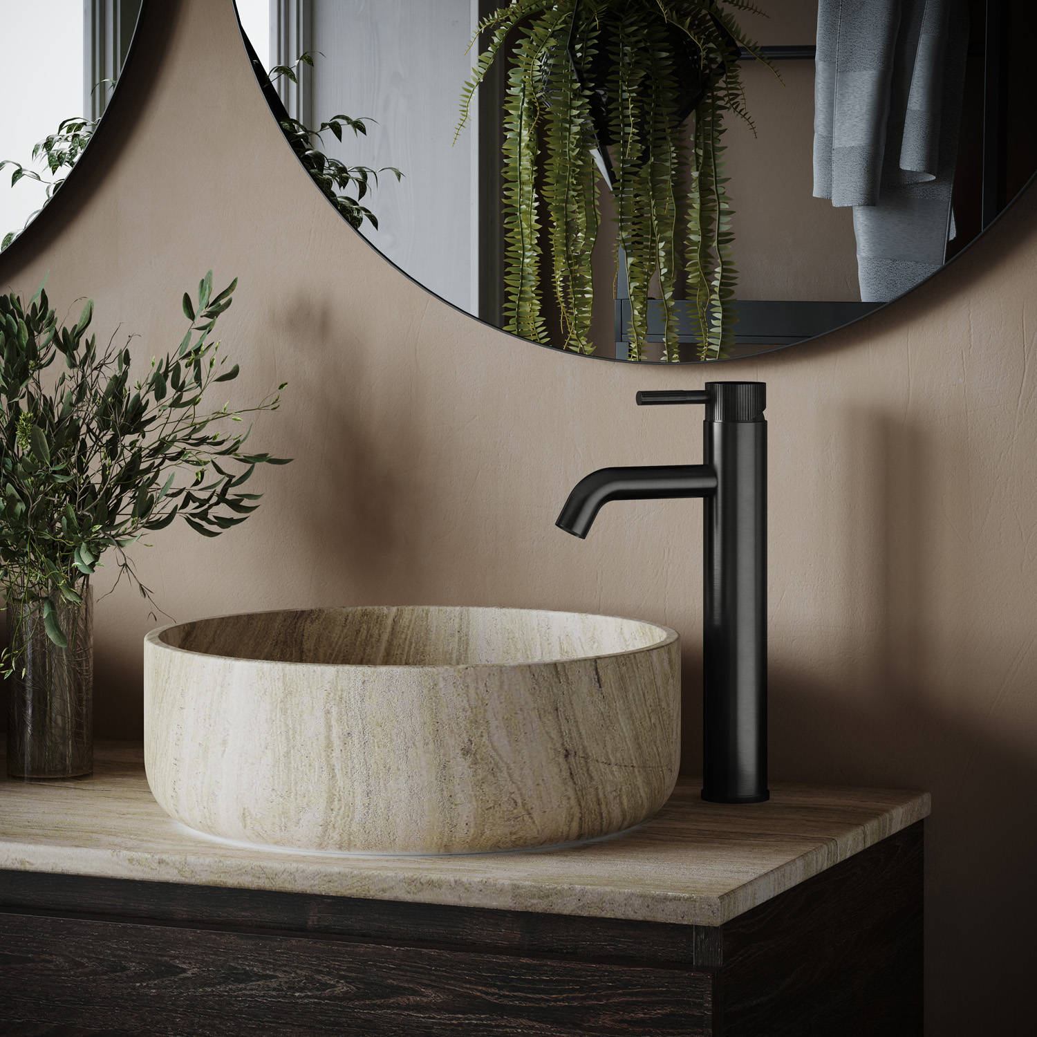Saniclear Plus Stripes hoge wastafelkraan verouderd ijzer - gunmetal