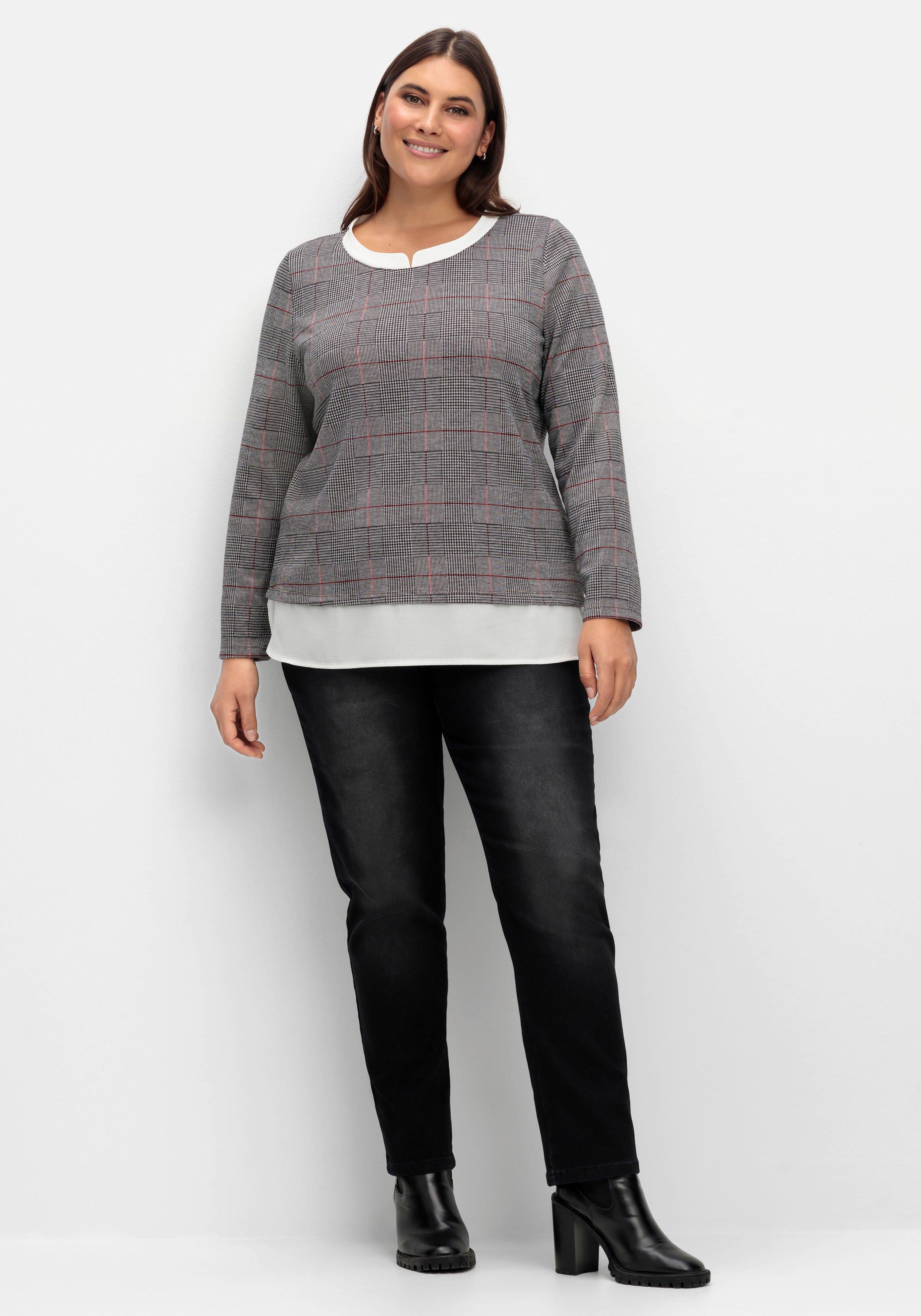 Kariertes Langarmshirt in Layeringoptik