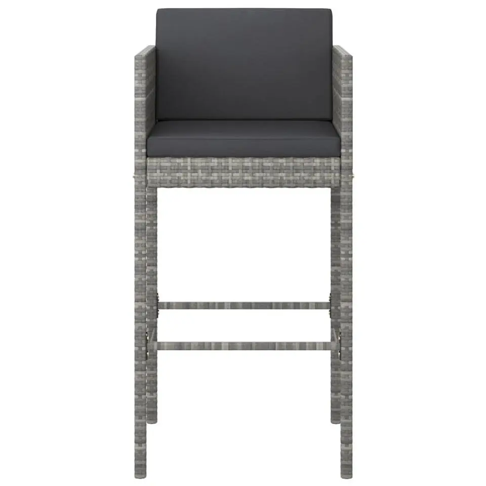 vidaXL - Tuinbarset - Grijs - Poly rattan - 5 stuks - Met kussens