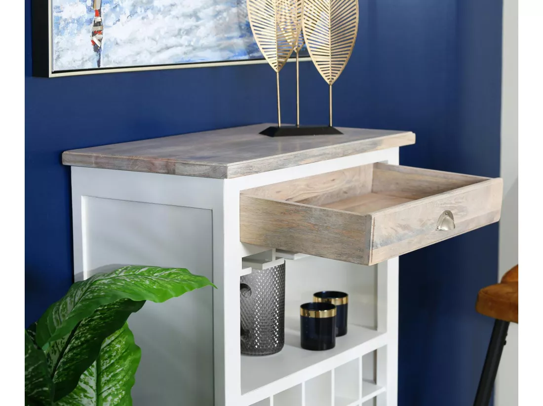 Meuble de bar blanc en bois ALESIA