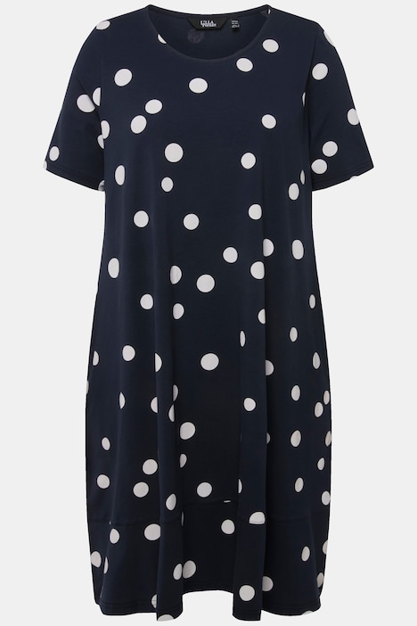 Midikleid, Punkte, A-Linie, Taschen, Rundhals, Halbarm