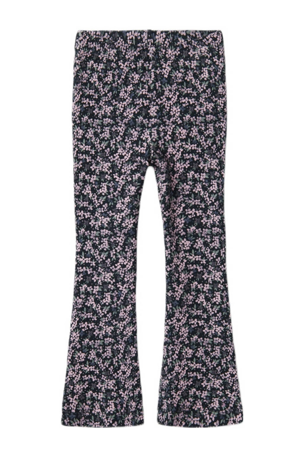 NAME IT gebloemde flared broek NMFOJATAS donkerblauw/roze