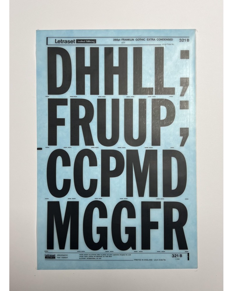 Letraset 321B - FRANKLIN GOTHIC EXTRA CONDENSED -288pt