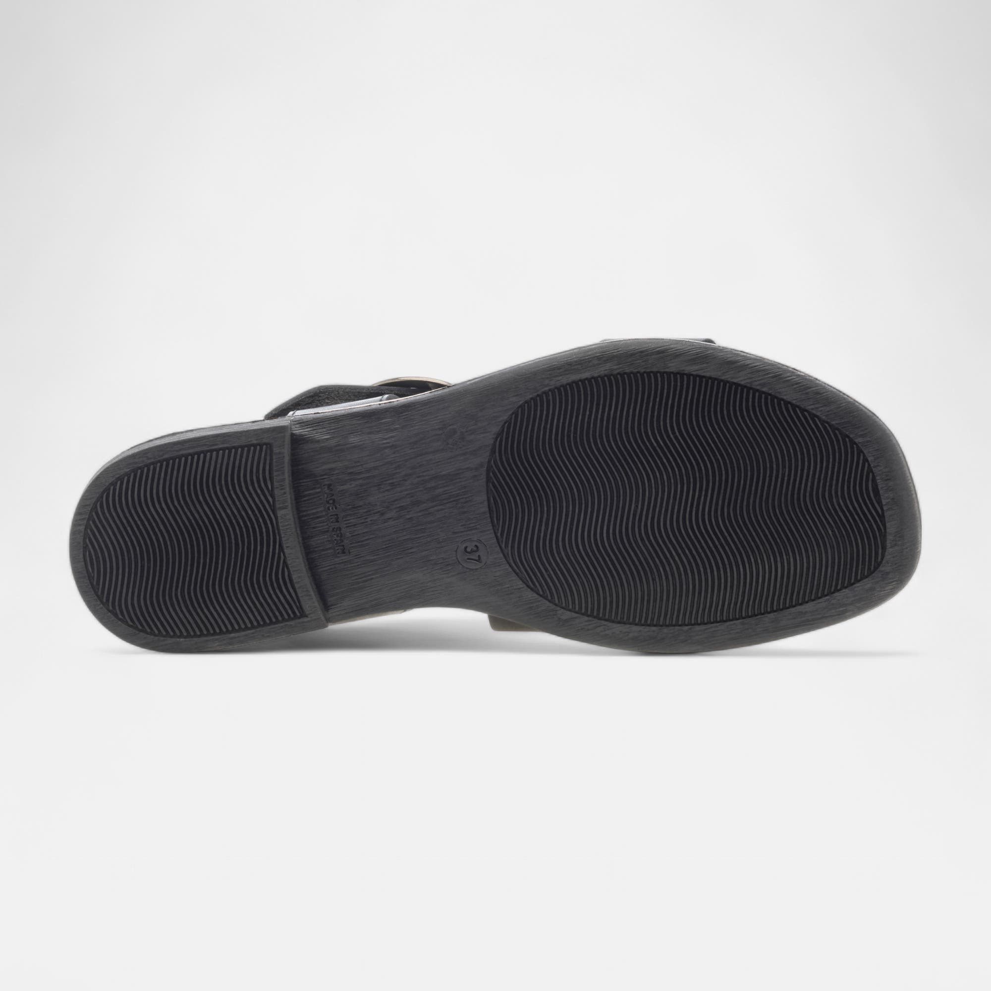 Nu-pieds Femme en cuir noir