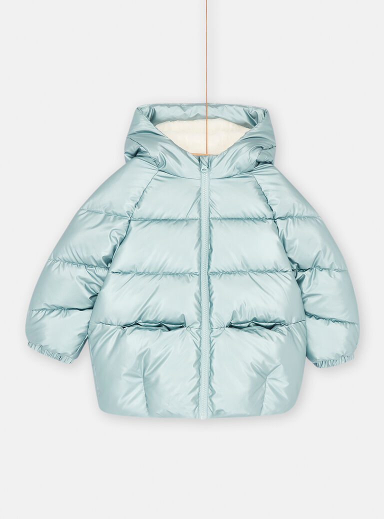 Doudoune à capuche métallisée bleu arctique