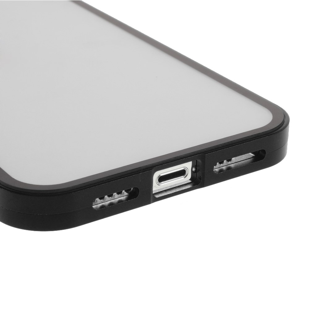 iPhone 13 Pro Magnetische Alu Schutzhülle mit Panzer Glas Backcover   Displayschutz (Magnet-Technologie) - Schwarz