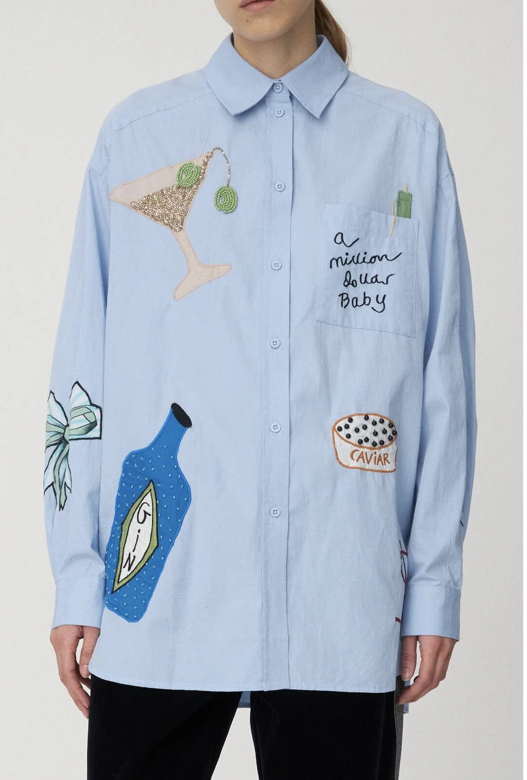 Stella Nova Bead Embellished Shirt 307 dust blue
