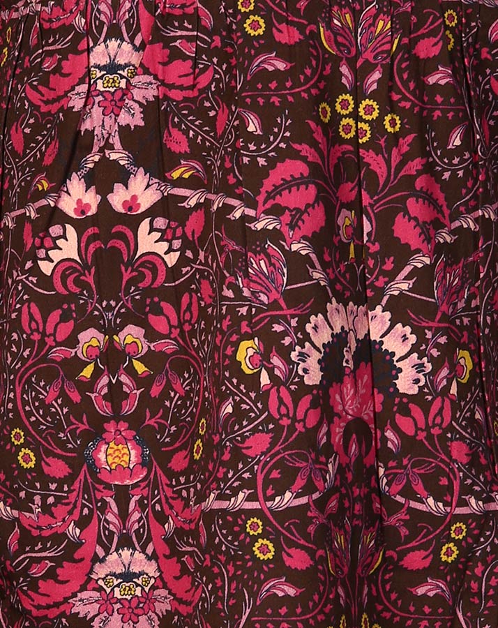 Kleid FLOWER SATIN in braun/pink