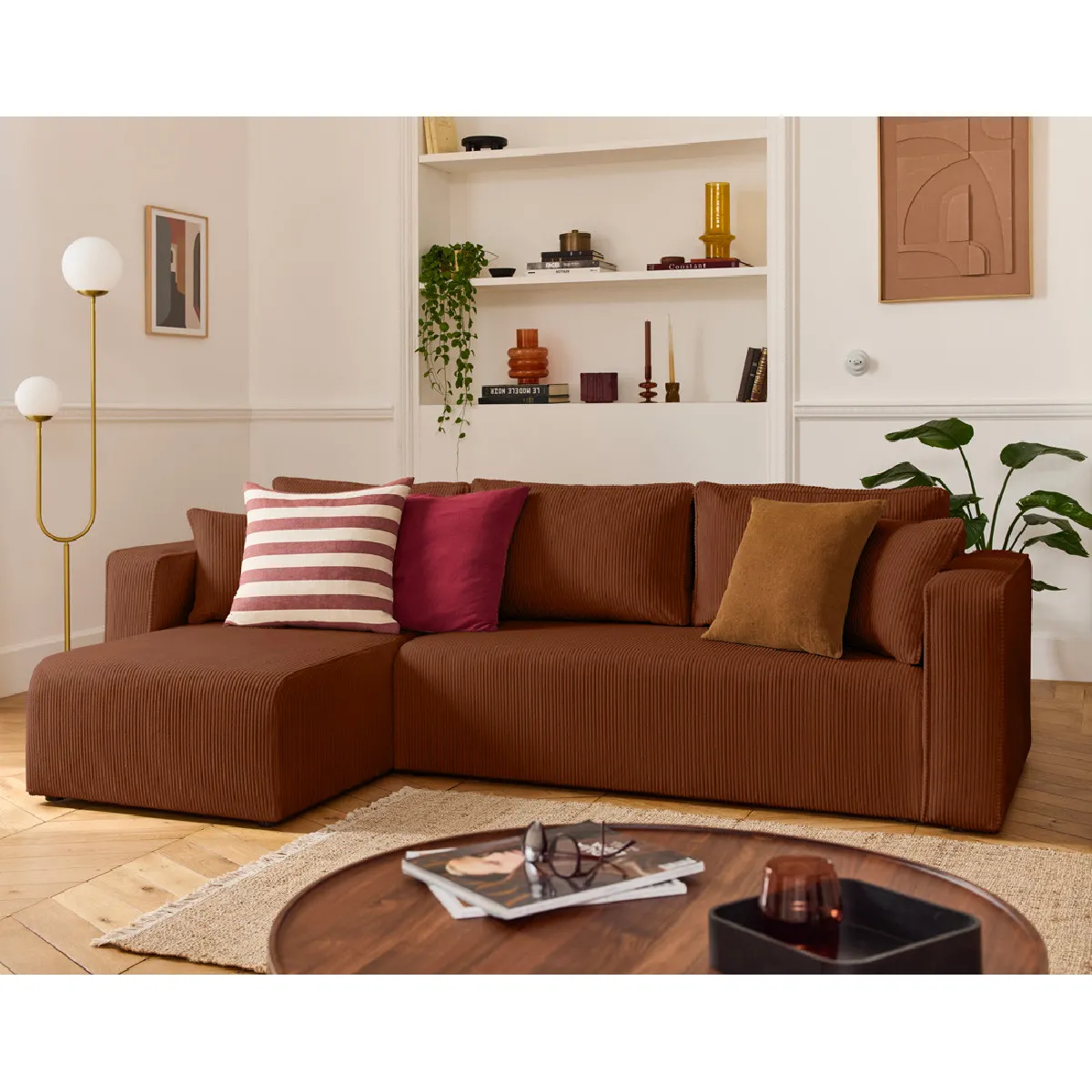 Bestmobilier Housse de canapé Topaze - Terracotta