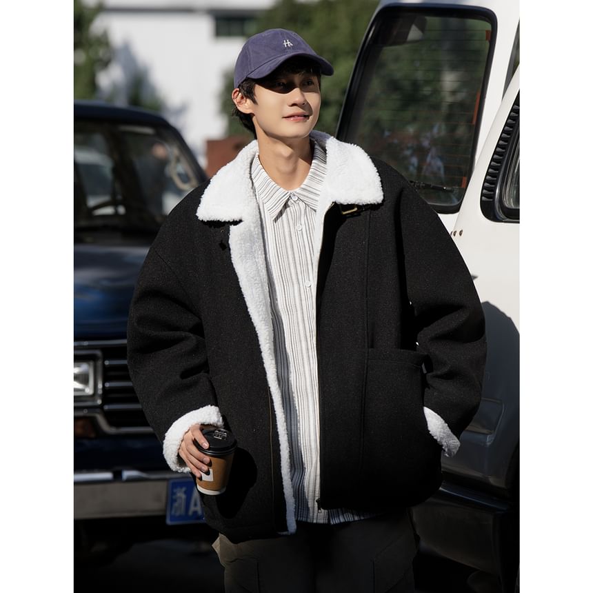 YERGO - Fleece reverskraag rits oversized jas