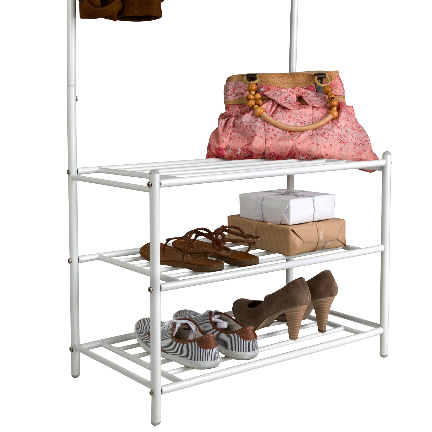 tectake® Garderobe, Stahl, 18 Haken auf 4 Höhen, 66 x 187 x 33 cm